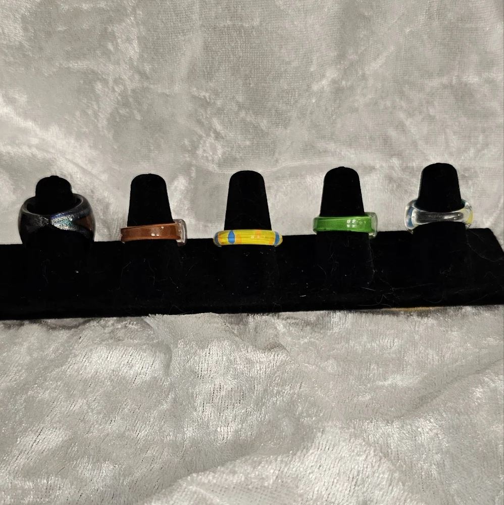 Colorful Glass Look Rings Set - Picture 12 of 12